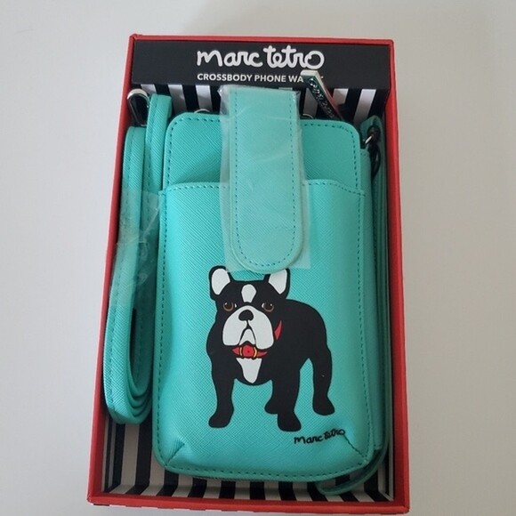 Marc Tetro Bag Frenchie Bulldog Crossbody Phone Wallet Wristlet Box Gift Set NWT - Picture 9 of 11